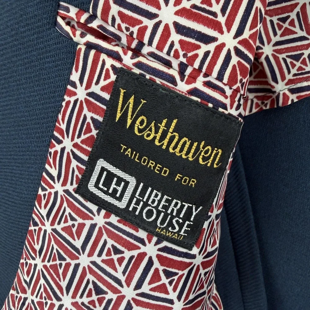Vintage Westhaven Blazer Mens 44 Navy Blue‎ Liberty House Hawaii Jacket 2 Button